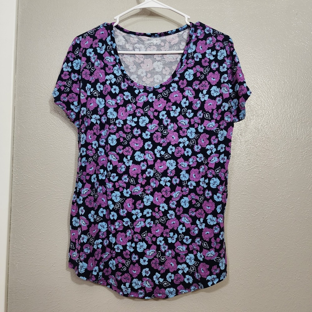 Land's End Floral Tee Shirt Medium 10-12‎ Women's Top Casual Summer